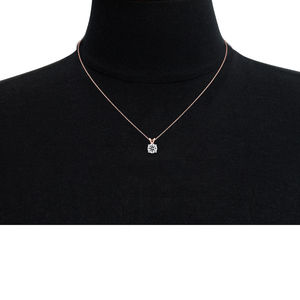 1 1/4 Carat Lab Grown Diamond Soltiaire Necklace In 14K Rose Gold, 18 Inches
